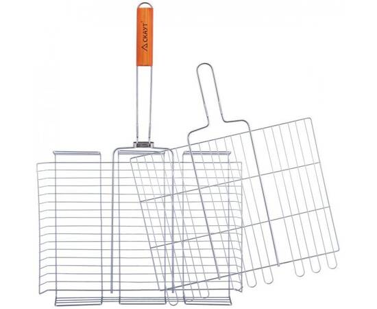 Решітка для гриля глибока 36x28x6см з дерев'яною ручкою Скаут (705), зображення 2