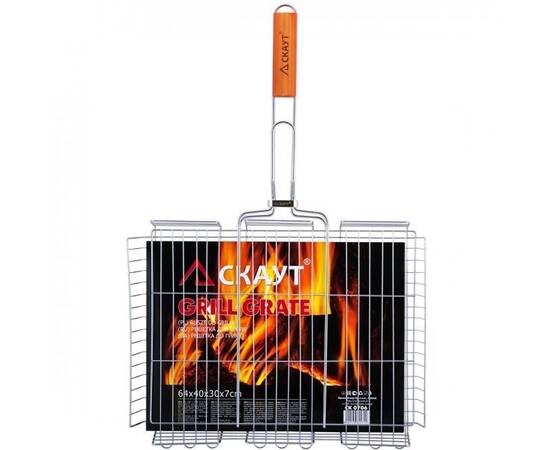 Решітка для гриля глибока 36x28x6см з дерев'яною ручкою Скаут (705), зображення 4