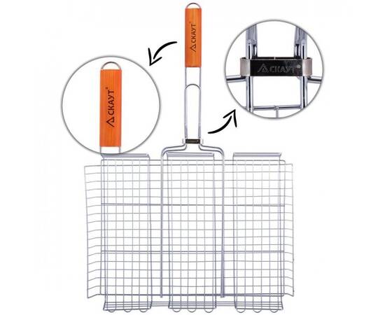 Решітка для гриля глибока 42,5x32x7 см з дерев'яною ручкою Скаут (706), зображення 3