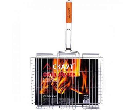 Решітка для гриля глибока 42,5x32x7 см з дерев'яною ручкою Скаут (706), зображення 4