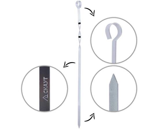 Шампуры плоские 6шт 44,5x1x0,1 см Скаут (711), изображение 3