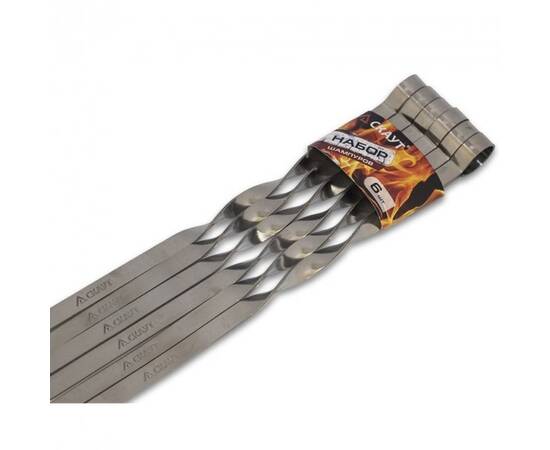 Шампуры плоские 6шт 44,5x1x0,1 см в спайке Скаут (731), изображение 2