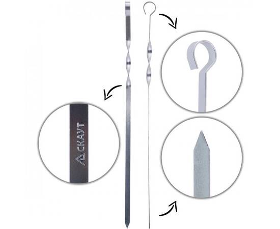 Шампуры плоские 6шт 44,5x1x0,1 см в спайке Скаут (731), изображение 3