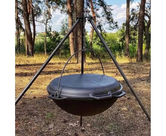 Казан азиатский чугунный с чугунной крышкой - сковородой 10 л Азия Brizoll (KA10-2), Объем казана: 10 л, Наличие крышки: с крышкой-сковородой, изображение 2