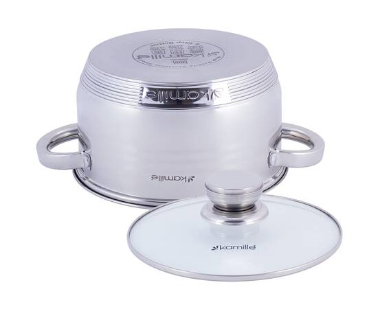Каструля 3л з кришкою Kamille (4912), Тип: каструля, Об'єм: 3 л, Колір: срібний, зображення 3