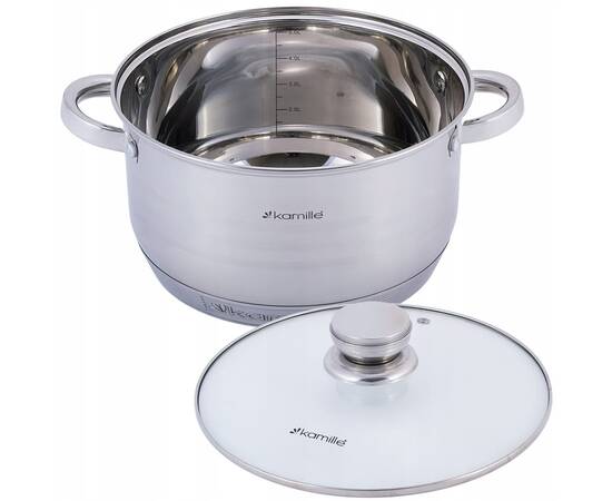 Кастрюля 5л. с крышкой Kamille (4913), Тип: кастрюля, Объем: 5 л, Цвет: серебряный, изображение 2