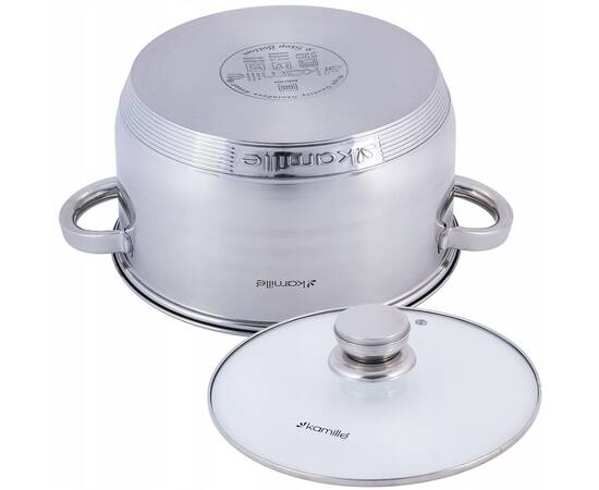 Кастрюля 5л. с крышкой Kamille (4913), Тип: кастрюля, Объем: 5 л, Цвет: серебряный, изображение 3