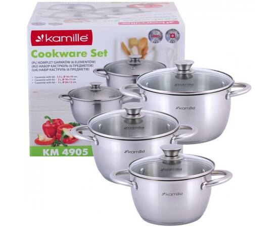 Набір каструль 6 предметів (1,5л, 2л, 3л) Kamille (4905), зображення 2
