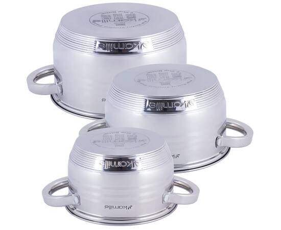 Набор кастрюль 6 предметов (1,5л, 2л, 3л) Kamille (4915), изображение 2