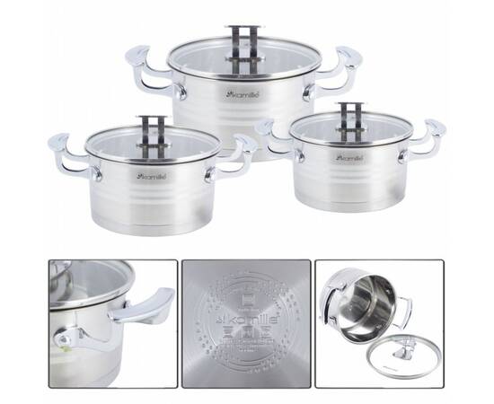 Набір каструль 6 предметів (16x9cm, 18x10cm, 20x11cm) Kamille (5861), зображення 2