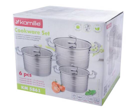 Набір каструль 6 предметів (16x9cm, 18x10cm, 20x11cm) Kamille (5861), зображення 3