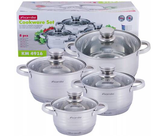 Набір каструль 8 предметів (1,5л, 2л, 3л, 5л) Kamille (4916), зображення 3