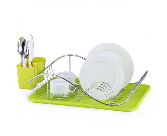 Сушарка для посуду 52x32x13 см із піддоном (зелена) Kamille (0761A), зображення 2