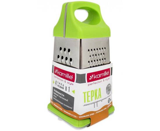 Терка 21 см , антискользящей основой и контейнером (4 типа лезвий) Kamille (7202), изображение 3