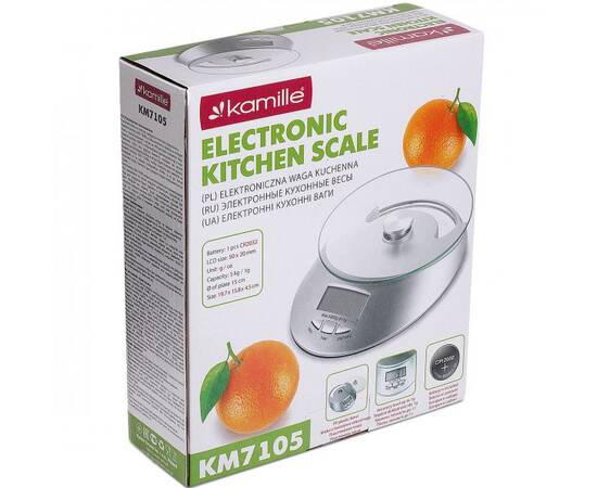 Ваги електронні кухонні 19,5x22,7x7 см Kamille (7105), зображення 3