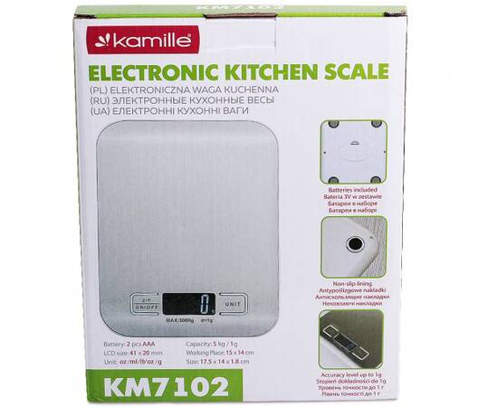 Ваги електронні кухонні 19x15x2,5 см Kamille (7102), зображення 3