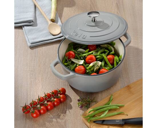 Каструля чавунна з кришкою KELA Calido 21 см, 2,5 л (12605) сіра, Тип: каструля, Об'єм: 2,5 л, Колір: сірий, зображення 3
