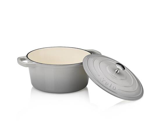 Каструля чавунна з кришкою KELA Calido 24 см, 3,8 л (12606) сіра, Тип: каструля, Об'єм: 3,8 л, Колір: сірий, зображення 2