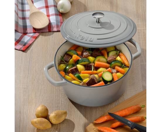 Каструля чавунна з кришкою KELA Calido 24 см, 3,8 л (12606) сіра, Тип: каструля, Об'єм: 3,8 л, Колір: сірий, зображення 3