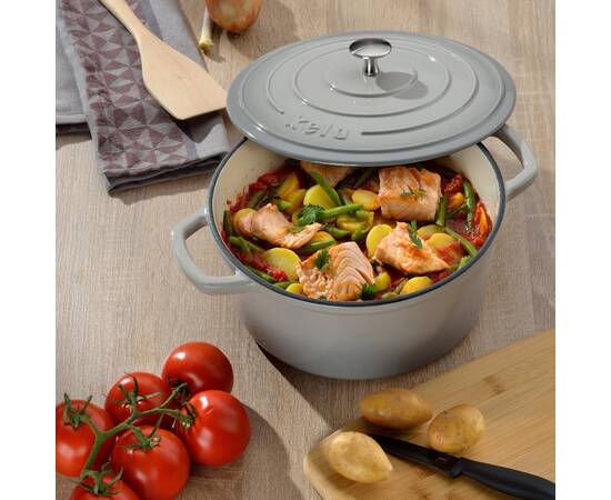 Каструля чавунна з кришкою KELA Calido 26 см, 4,6 л (12607) сіра, Тип: каструля, Об'єм: 4,6 л, Колір: сірий, зображення 3