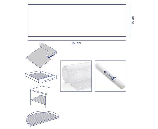 Килимок для ящиків KELA Linnea білий 150х50 см (11390), Колір: білий, Розмір: 50x150, зображення 3