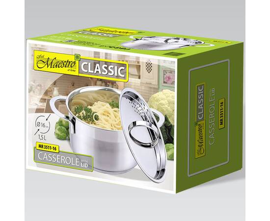 Каструля 16 см 1,5л. Maestro (MR3511-16), Тип: каструля, Об'єм: 1,5 л, Колір: срібний, зображення 3
