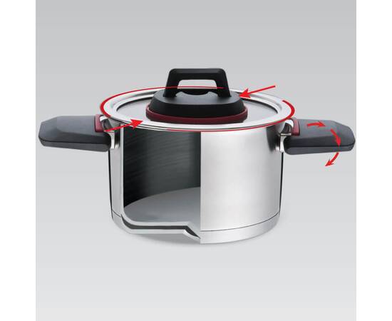 Каструля 16 см 1,6 л.з складними ручками Maestro (MR3530-16), Тип: каструля, Об'єм: 1,6 л, Колір: срібний, зображення 3