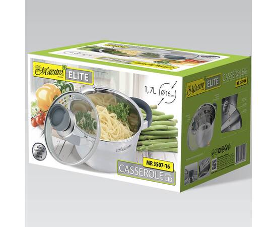 Каструля 16 см, 1,7 л Maestro (MR3507-16), Тип: каструля, Об'єм: 1,7 л, Колір: срібний, зображення 4