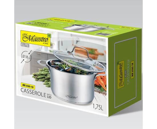 Кастрюля 18 см, 1,75 л Maestro (MR3505-18), Тип: кастрюля, Объем: 1,75 л, Цвет: серебряный, изображение 3