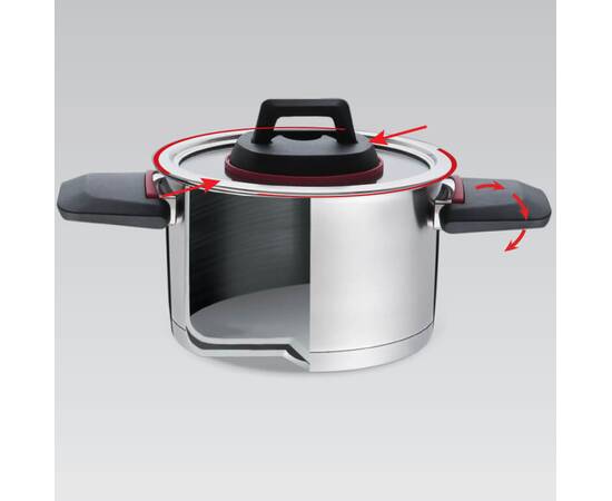 Кастрюля 18 см 2,3 л.со складными ручками Maestro (MR3530-18), Тип: кастрюля, Объем: 2,3 л, Цвет: серебряный, изображение 3