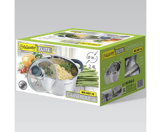 Кастрюля 18 см, 2,4л Maestro (MR3507-18), Тип: кастрюля, Объем: 2,4 л, Цвет: серебряный, изображение 3