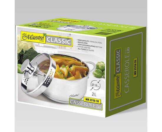 Кастрюля 18 см, 2 л Maestro (MR3510-18), Тип: кастрюля, Объем: 2 л, Цвет: серебряный, изображение 3