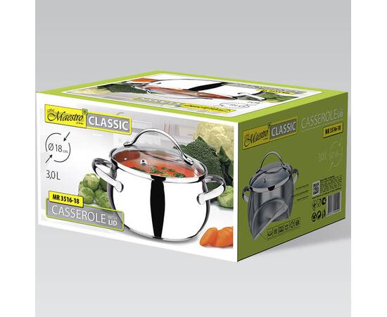 Каструля 18 см 3,0 л. Maestro (MR3516-18), Тип: каструля, Об'єм: 3 л, Колір: срібний, зображення 3