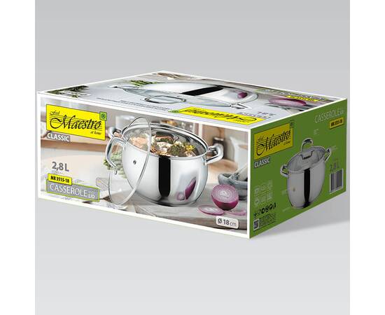 Каструля 2,8 л Maestro (MR3515-18), Тип: каструля, Об'єм: 2,8 л, Колір: срібний, зображення 2