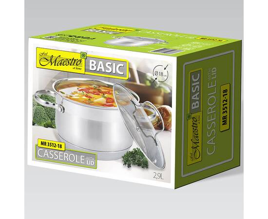 Каструля 2,9 л Maestro (MR3512-18), Тип: каструля, Об'єм: 2,9 л, Колір: срібний, зображення 2
