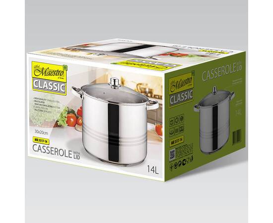 Каструля 20см, 14л Maestro (MR3517-14), Тип: каструля, Об'єм: 14 л, Колір: срібний, зображення 2