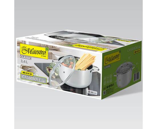Каструля 20 см, 3,4 л Maestro (MR3519-20), Тип: каструля, Об'єм: 3,4 л, Колір: срібний, зображення 2