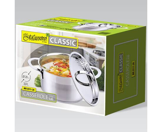 Кастрюля 20 см 3 л Maestro (MR3511-20), Тип: кастрюля, Объем: 3 л, Цвет: серебряный, изображение 2