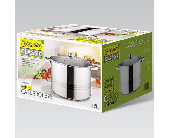 Каструля 23см, 16л Maestro (MR3517-16), Тип: каструля, Об'єм: 16 л, Колір: срібний, зображення 2