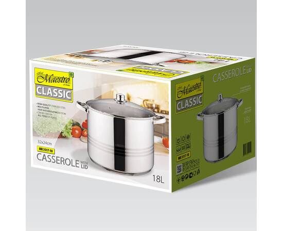Каструля 24см, 18л Maestro (MR3517-18), Тип: каструля, Об'єм: 18 л, Колір: срібний, зображення 2