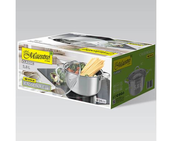 Кастрюля 24 см, 5,8 л Maestro (MR3519-24), Тип: кастрюля, Объем: 5,8 л, Цвет: серебряный, изображение 2