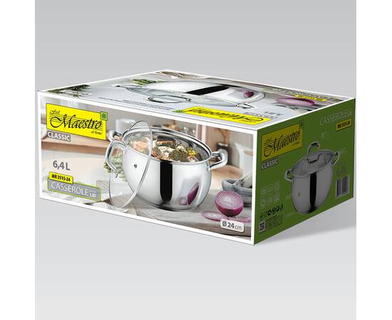 Каструля 24 см, 6,4 л Maestro (MR3515-24), Тип: каструля, Об'єм: 6,4 л, Колір: срібний, зображення 2