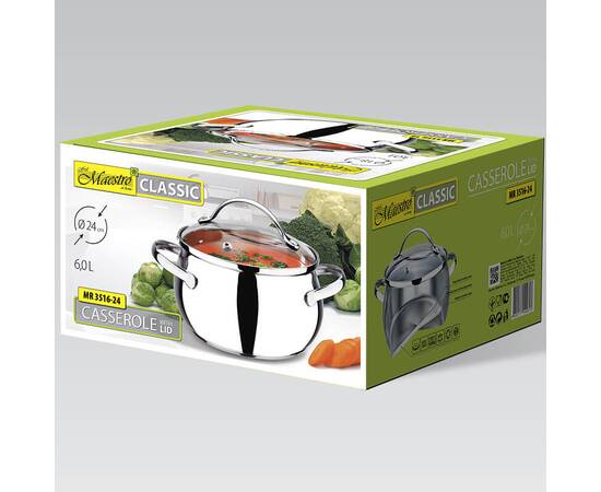 Каструля 24 см 6,0 л. Maestro (MR3516-24), Тип: каструля, Об'єм: 6 л, Колір: срібний, зображення 2