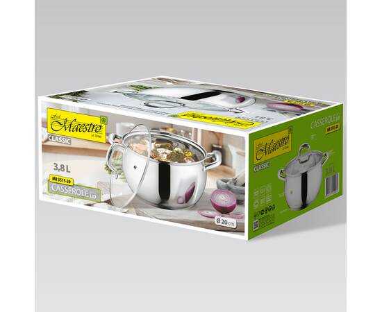 Каструля 3,8 л Maestro (MR3515-20), Тип: каструля, Об'єм: 3,8 л, Колір: срібний, зображення 2