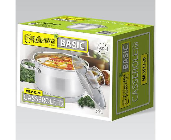 Каструля 3,9 л Maestro (MR3512-20), Тип: каструля, Об'єм: 3,9 л, Колір: срібний, зображення 2