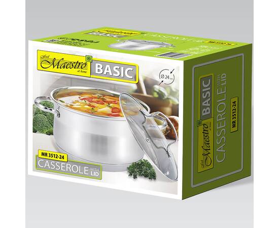 Каструля 6,5 л Maestro (MR3512-24), Тип: каструля, Об'єм: 6,5 л, Колір: срібний, зображення 2