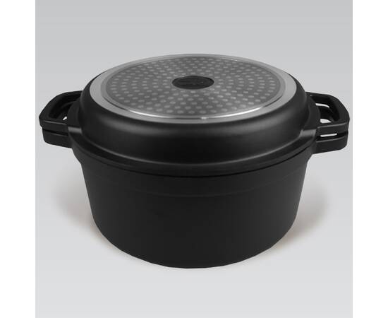 Каструля овальна Maestro з кришкою-сковородою гриль 6,4 л (MR4132), Тип: каструля, Об'єм: 6,4 л, Колір: чорний, зображення 2