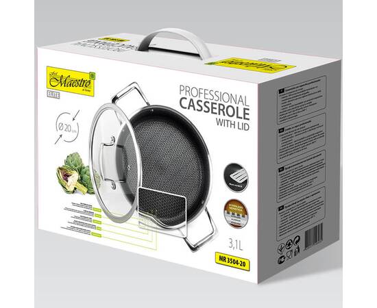 Каструля професійна 20 см, 3,1 л Maestro (MR3504-20), Тип: каструля, Об'єм: 3,1 л, Колір: срібний, зображення 2