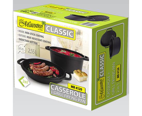 Каструля Maestro з кришкою-сковородою гриль 2,55 л (MR4120), Тип: каструля, Об'єм: 2,55 л, Колір: чорний, зображення 3
