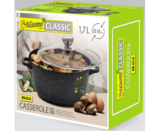 Каструля Maestro зі скляною кришкою 1,7 л (MR4218), Тип: каструля, Об'єм: 1,7 л, Колір: чорний, зображення 2